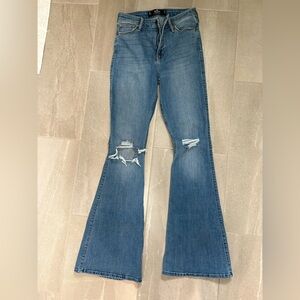 Hollister Blue Distressed Flare Jeans